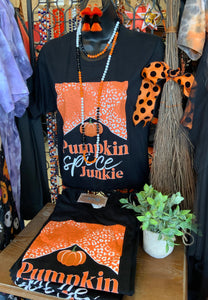 Pumpkin Spice Junkie Graphic Tee - Black
