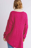 Popcorn Side Slit Pullover Sweater