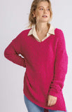 Popcorn Side Slit Pullover Sweater