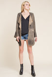Ombre Faux Suede Back Lace Up Jacket - Natural