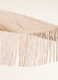 Asymmetrical Faux Suede Fringe Jacket - Stone