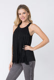 Faux Suede Halter Tank with Long Fringe