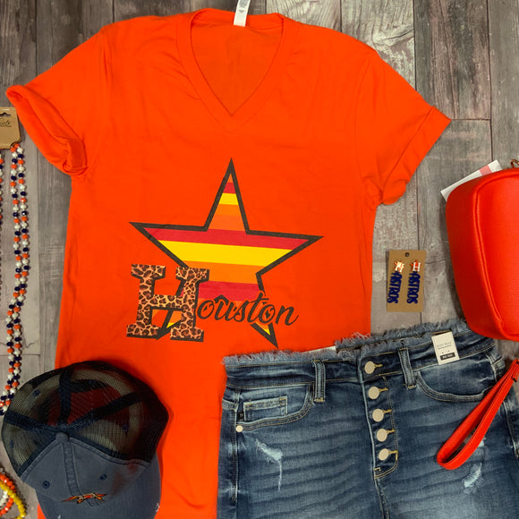 Women's Starter Navy/Orange Houston Astros Game On Notch Neck Raglan T-Shirt