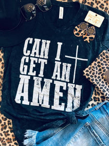 Can I Get An Amen Graphic Tee - Marbled Black