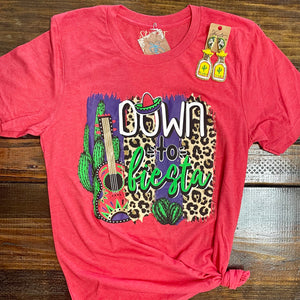 Down to Fiesta Graphic Tee - Heather Red