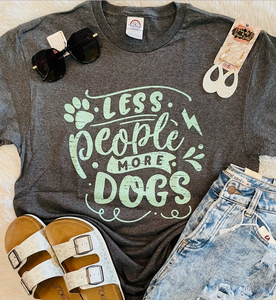 Less People More Dogs Graphic Tee - Charcoal