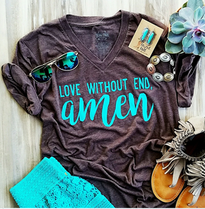 Love Without End Amen Graphic Tee - Chocolate