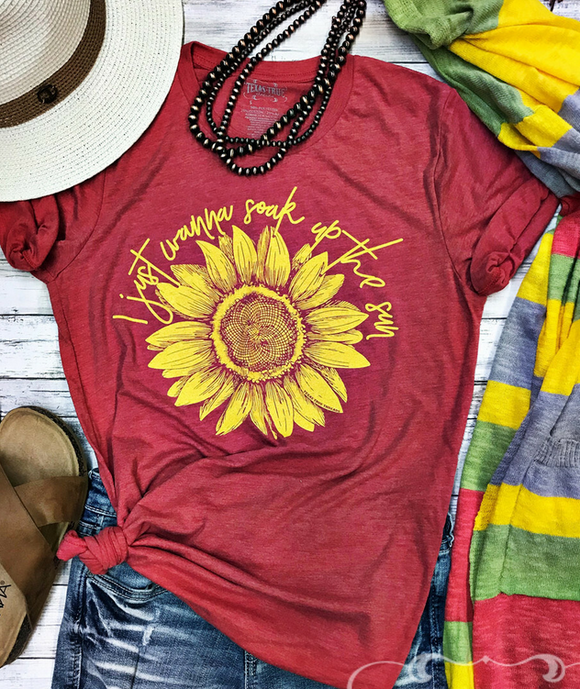 Soak Up The Sun Graphic Tee - Vintage Red