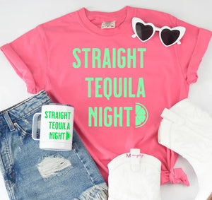 Straight Tequila Night Graphic Tee - Pink